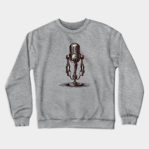 Vintage microphone robot Crewneck Sweatshirt by Warp9